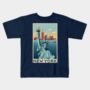 A Vintage Travel Art of New York - US Kids T-Shirt